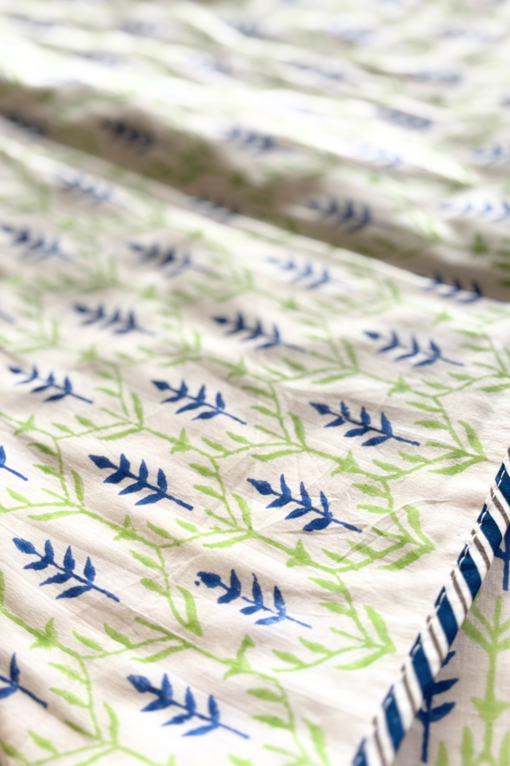 Sky Oasis Handblock Printed Reversible Mulmul Dohar