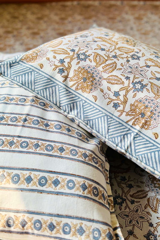 Ochre Garden Handblock Printed Cotton Bedsheet