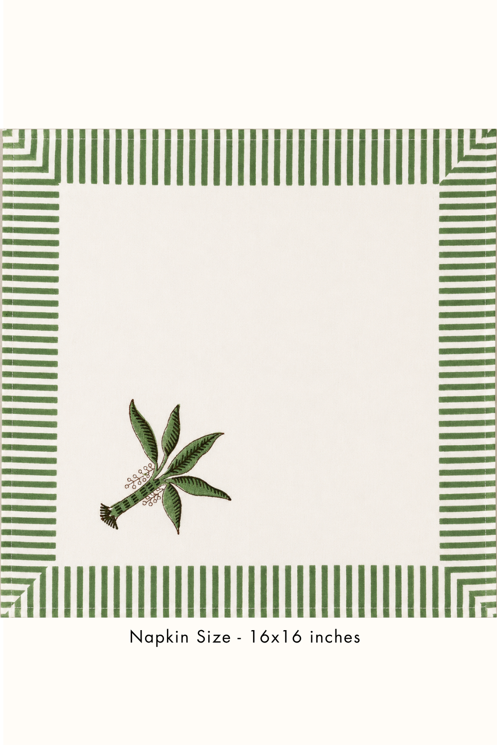 Palm Breeze Handblock Printed Canvas Table Mats & Napkins Set