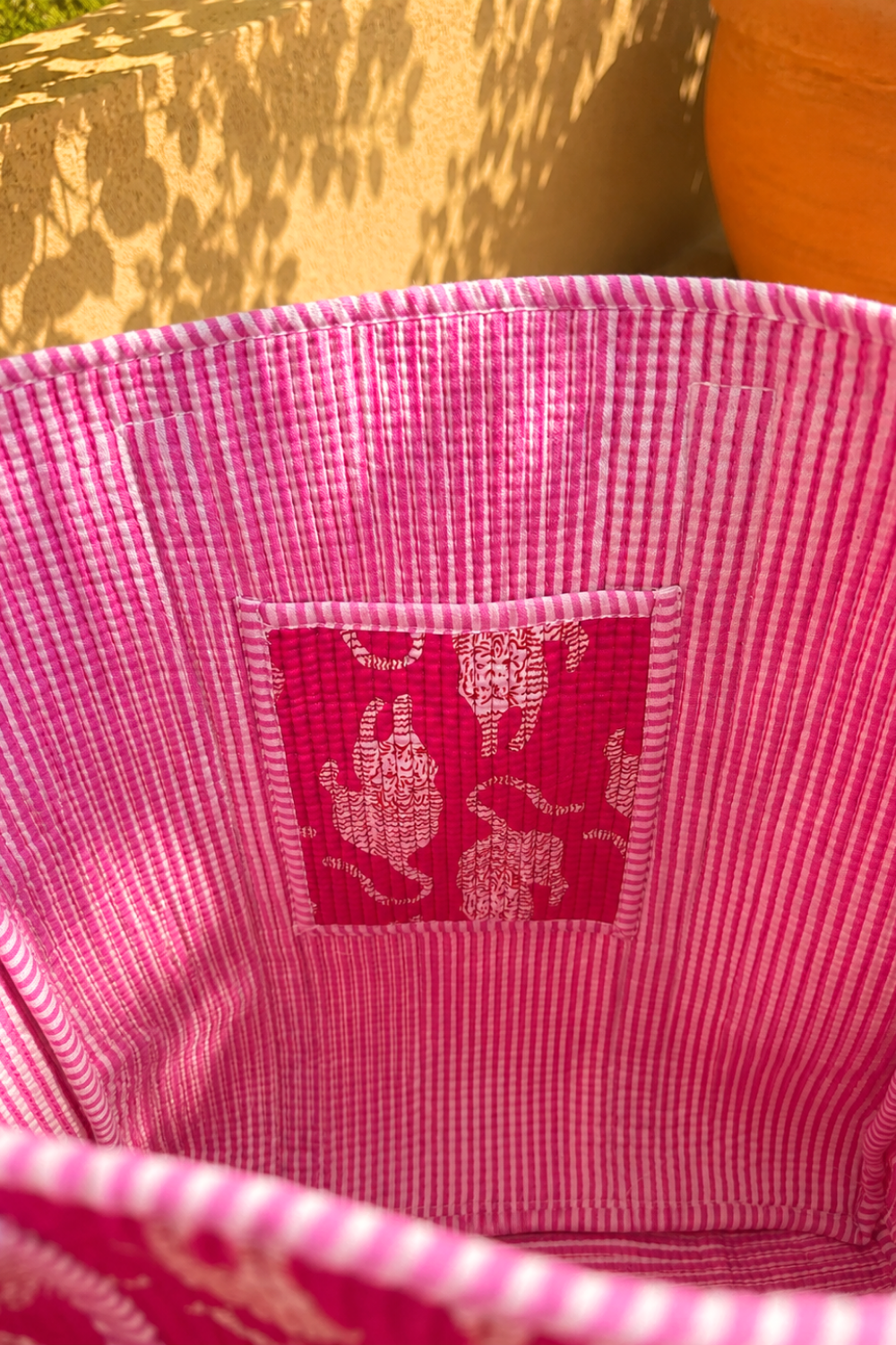 Pink Ruffle Quilted Cotton Tote Bag