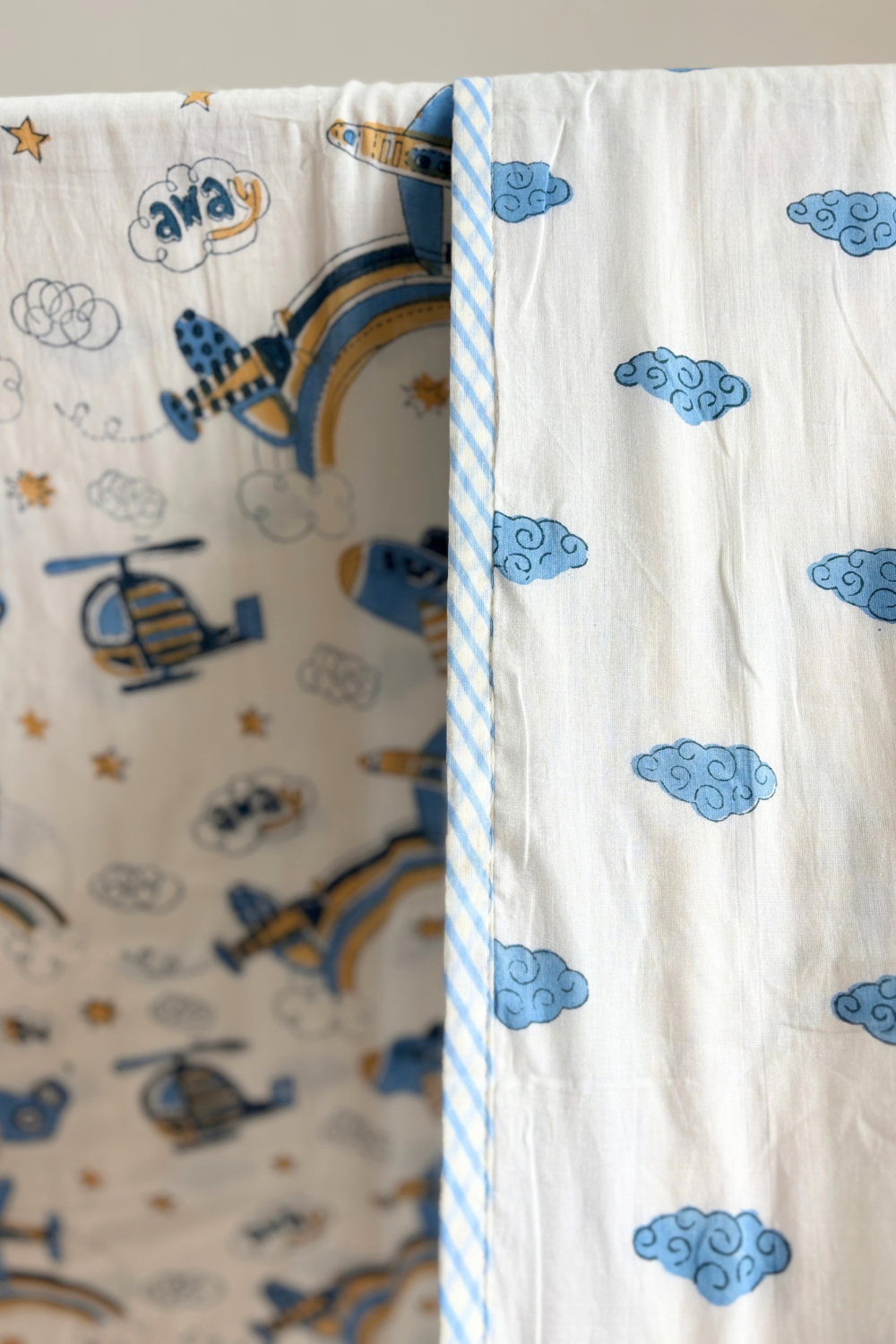 Dreamy Skies Handblock Printed Reversible Mulmul Kids Dohar