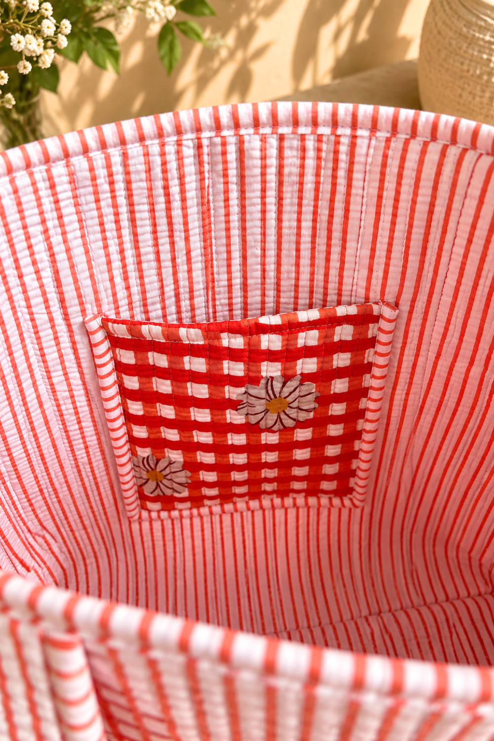 Cherry Garden Quilted Cotton Tote Bag