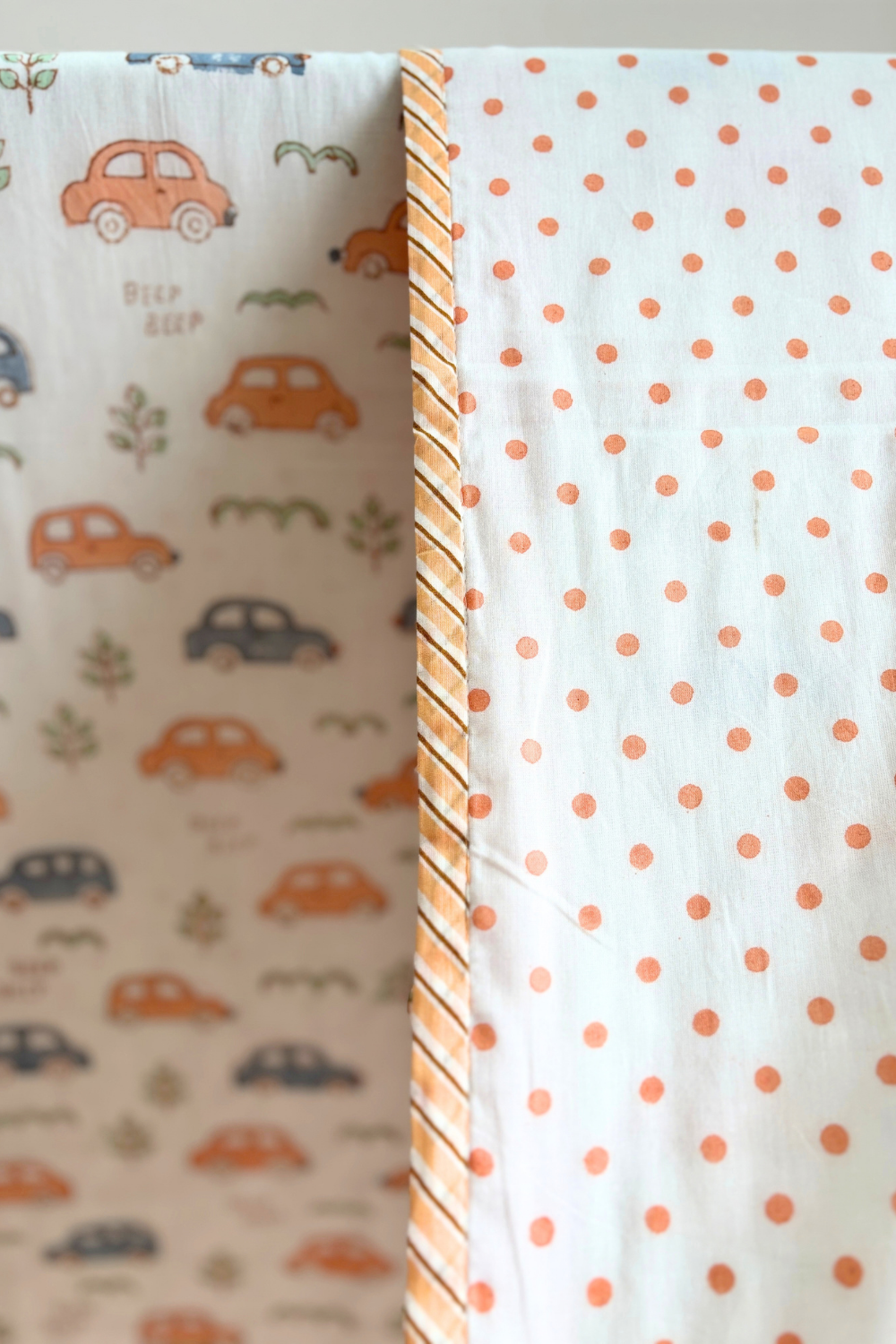 Happy Wheels Handblock Printed Reversible Mulmul Kids Dohar
