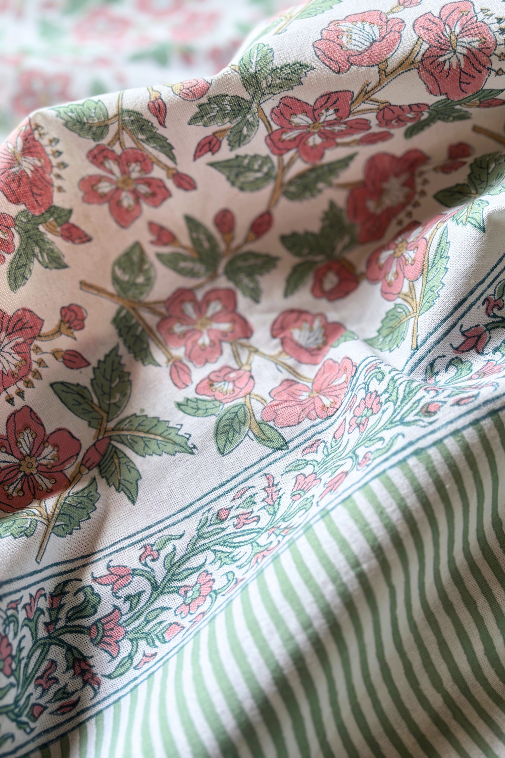 Blush Meadow Handblock Printed Cotton Bedsheet