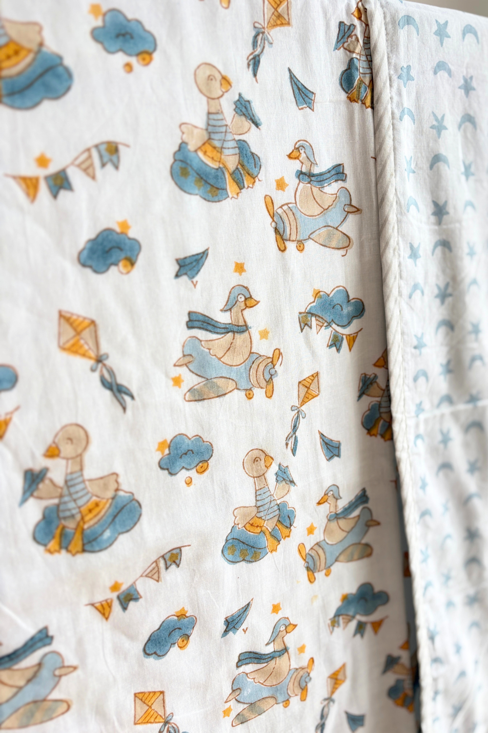 Kite & Quack Handblock Printed Reversible Mulmul Kids Dohar