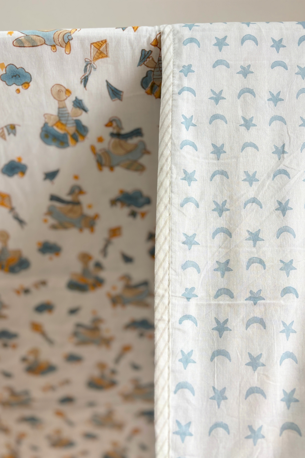 Kite & Quack Handblock Printed Reversible Mulmul Kids Dohar