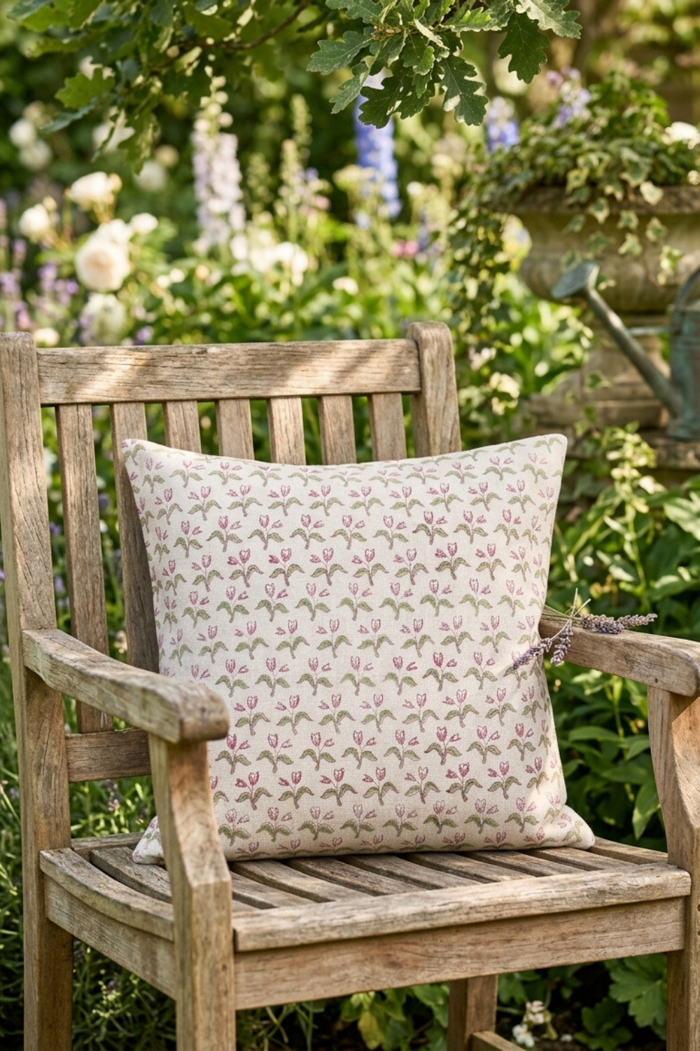 Blush Bud Hand Block Printed Slub Cotton Cushion Cover- Set of 2