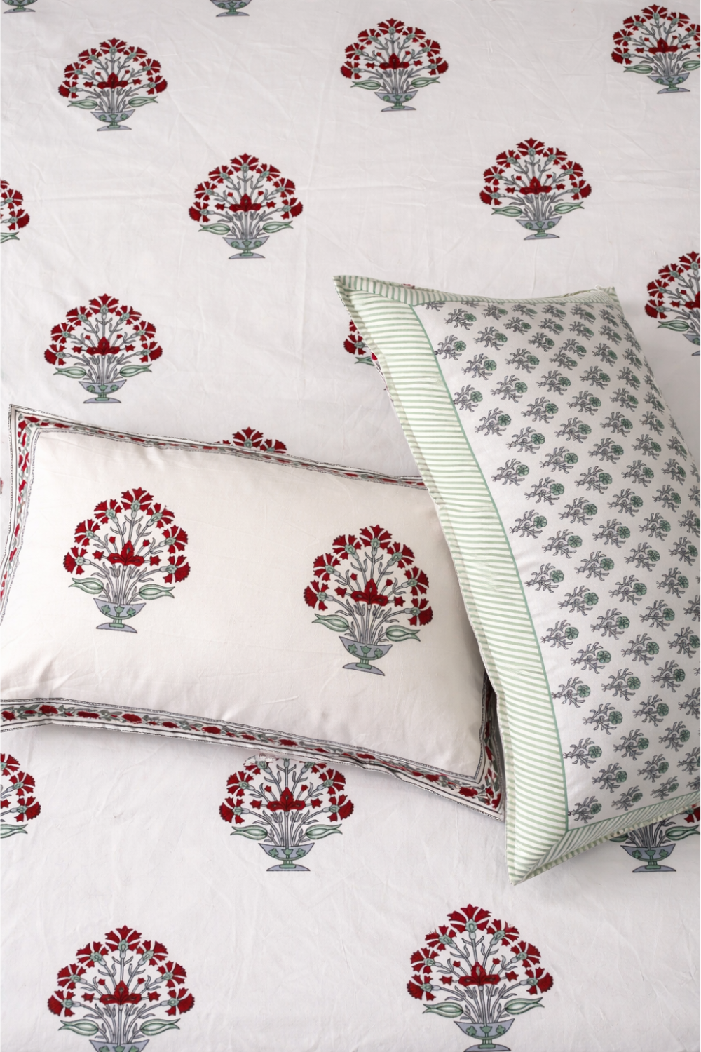 Terracotta Bouquet Handblock Printed Cotton Bedsheet