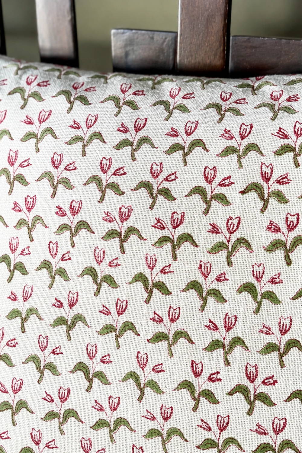 Blush Bud Hand Block Printed Slub Cotton Cushion Cover- Set of 2