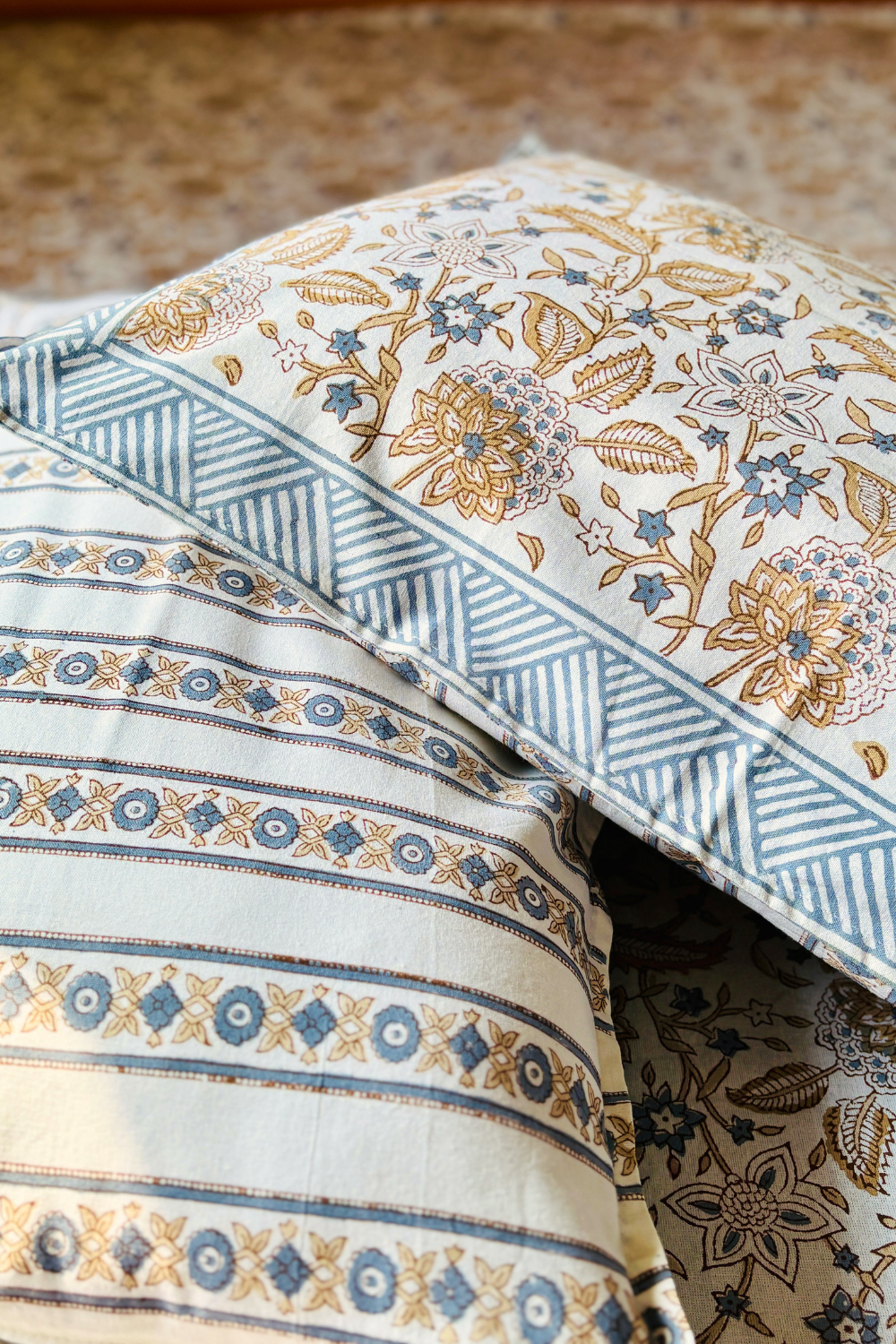 Ochre Garden Handblock Printed Cotton Bedsheet