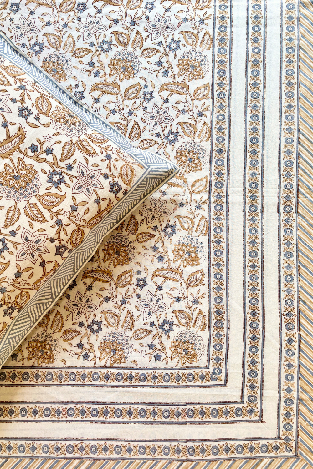 Ochre Garden Handblock Printed Cotton Bedsheet