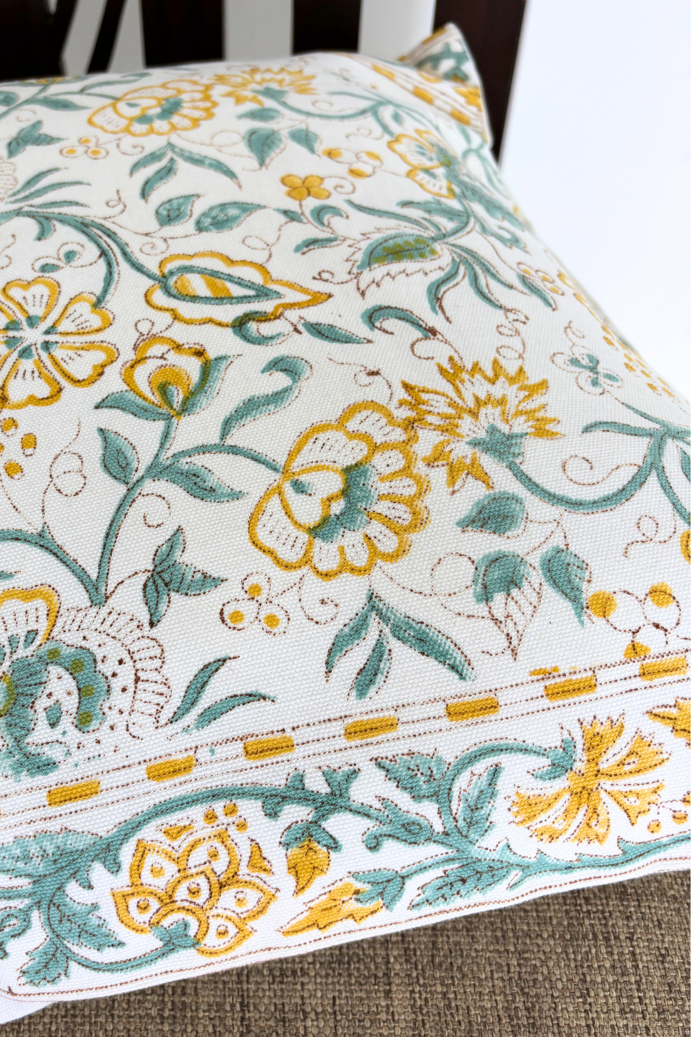 Garden Reverie Hand Block Printed Canvas Cushion Cover- Set of 2