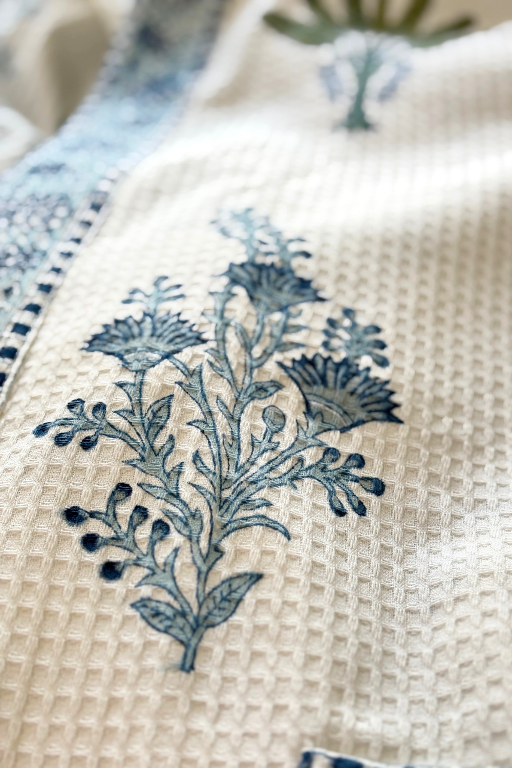 Palm & Indigo Muse Hand Block Printed Waffle Cotton Bathrobe