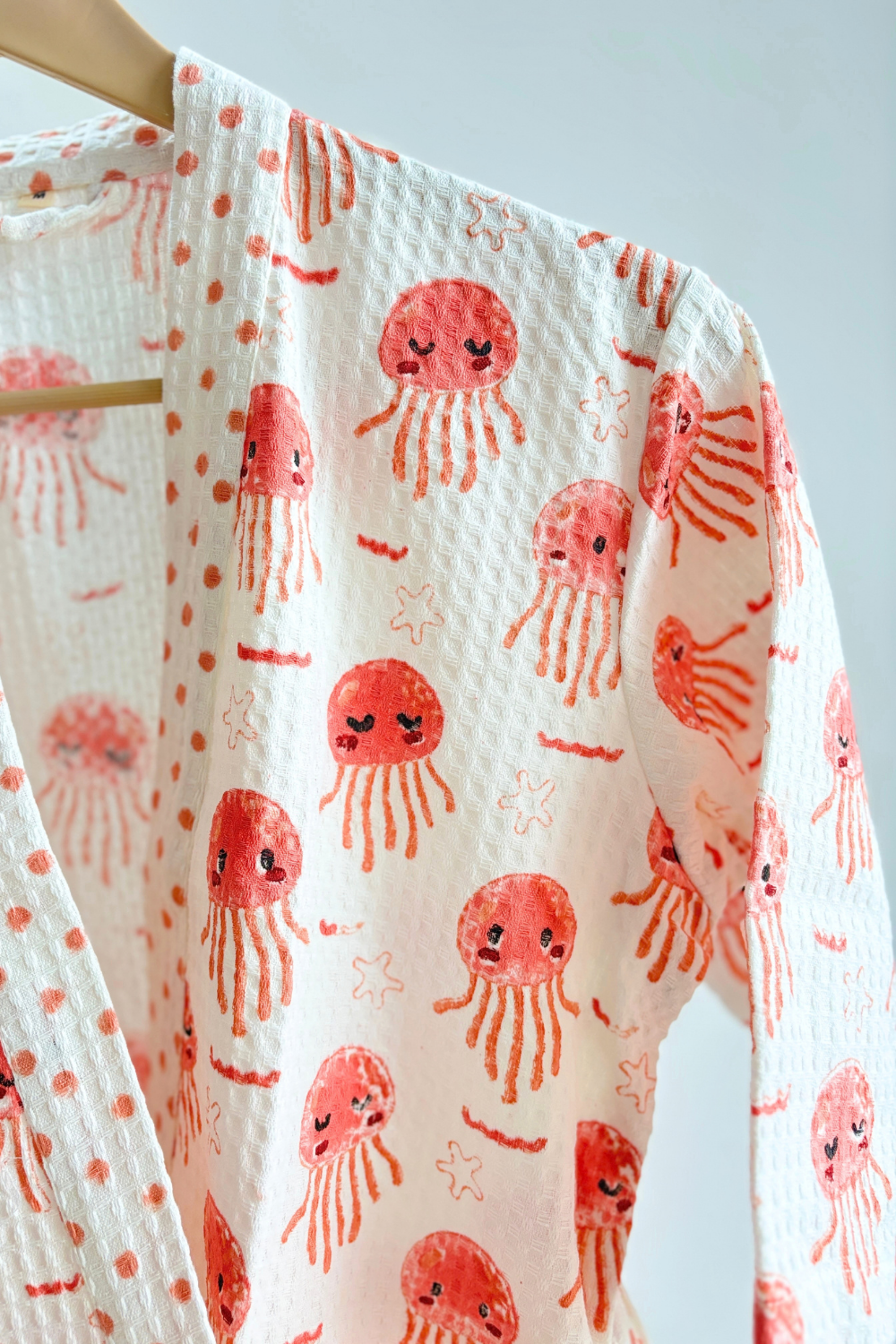 Jelly Splash Handblock Printed Waffle Cotton Kids Bathrobe