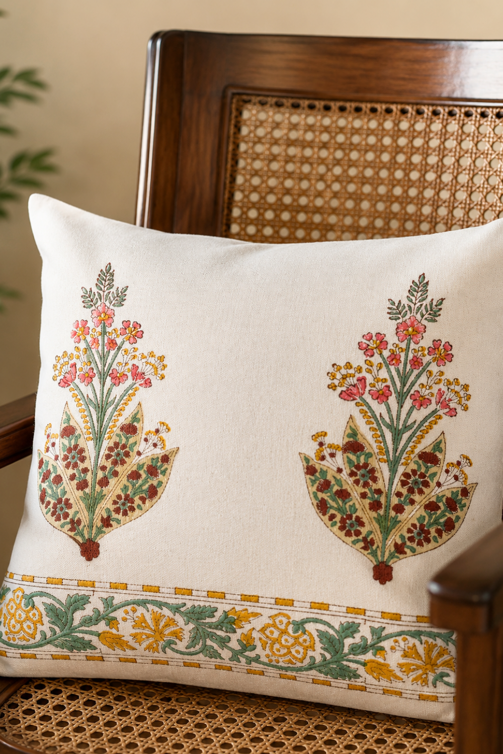 Bloomcrest Hand Block Printed Canvas Cushion Cover- Set of 2