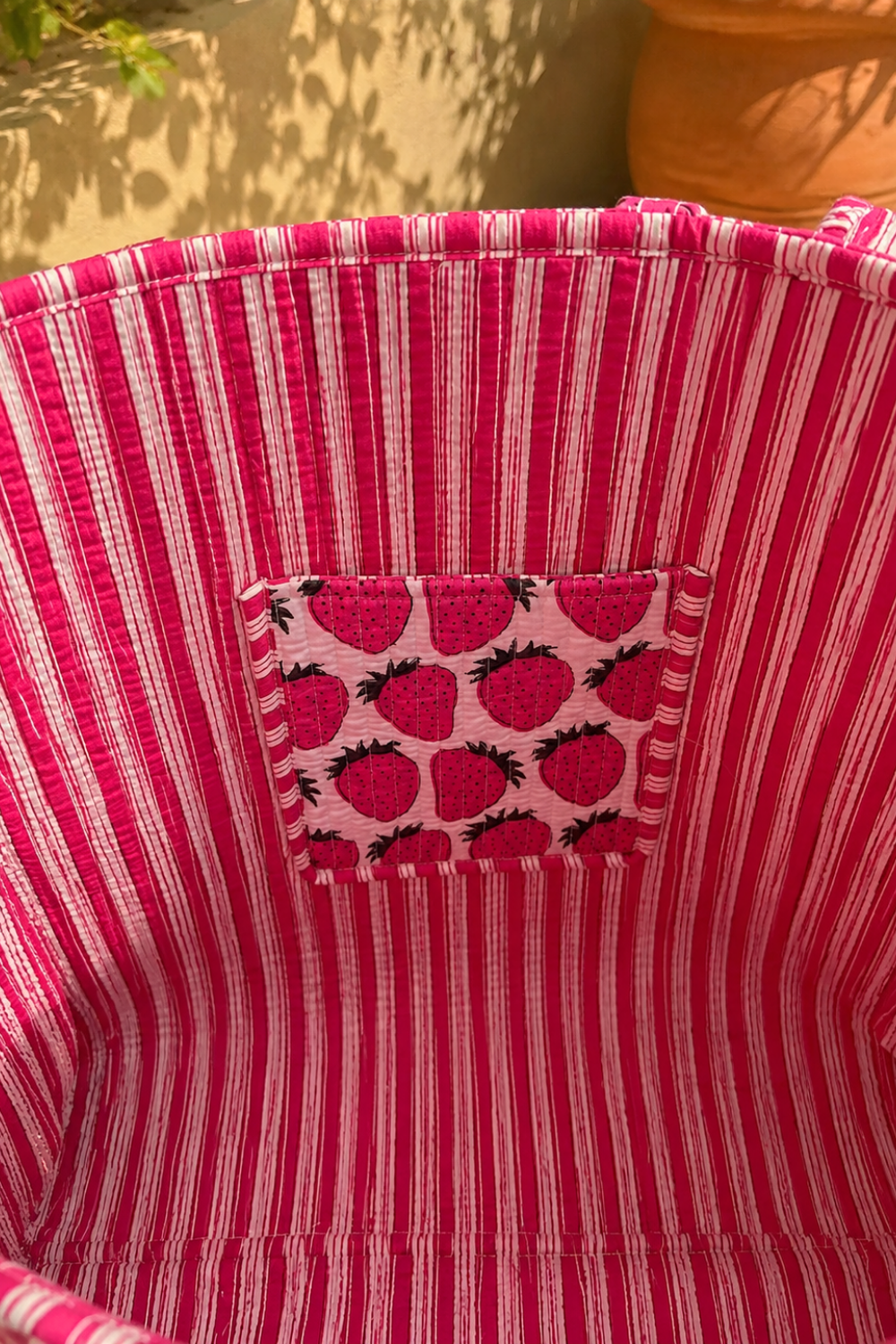 Berry Bliss Quilted Cotton Tote Bag