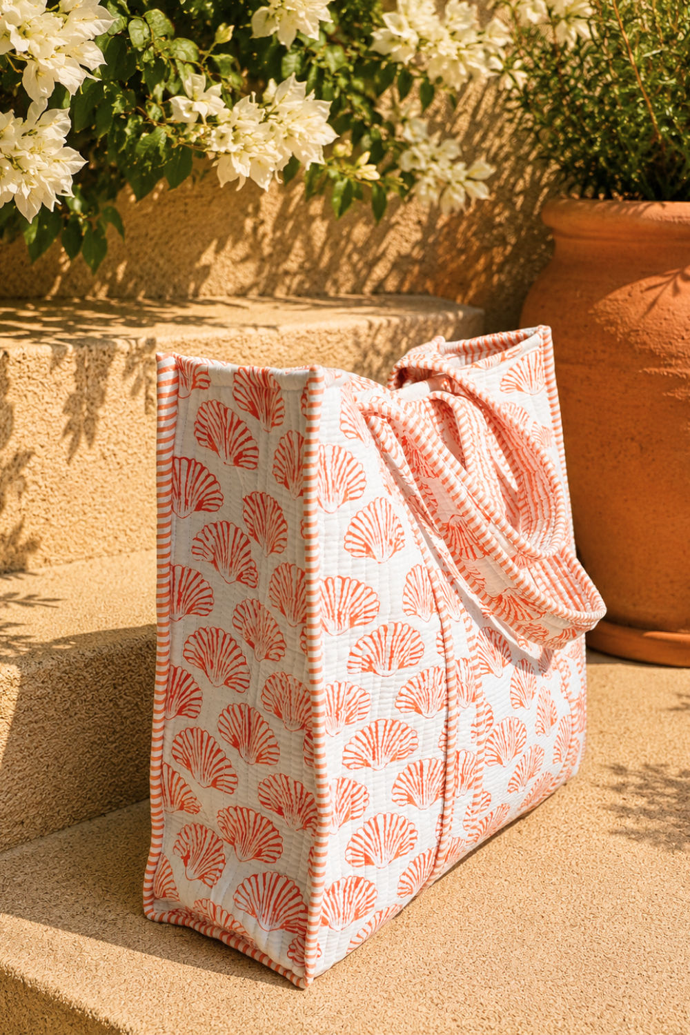 Seashell Breeze Quilted Cotton Tote Bag