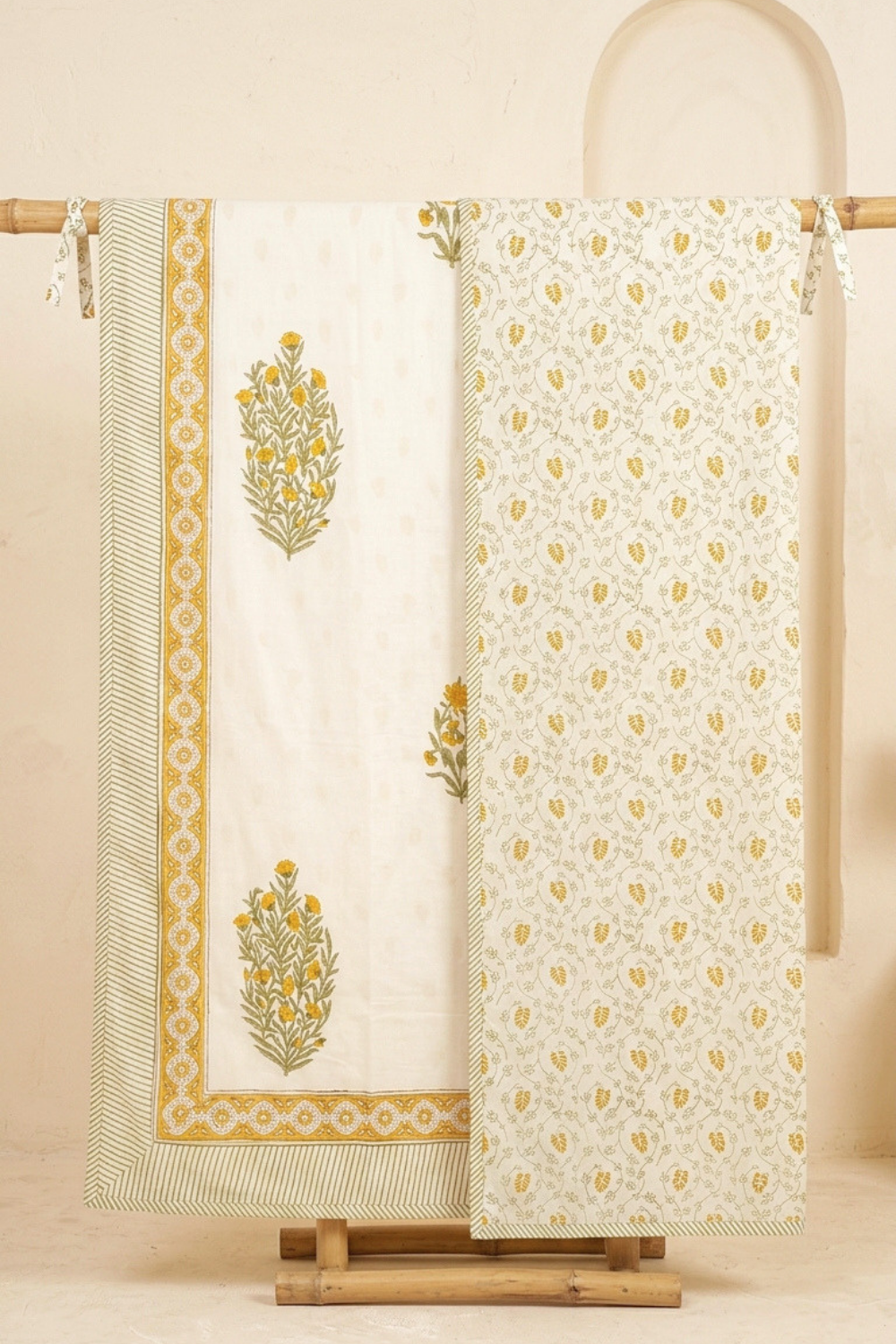Sunlit Muse Handblock Printed Reversible Mulmul Dohar