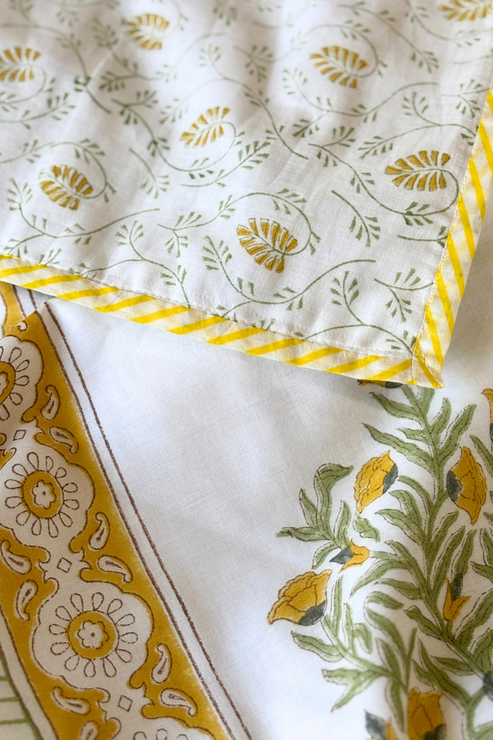 Sunlit Muse Handblock Printed Reversible Mulmul Dohar