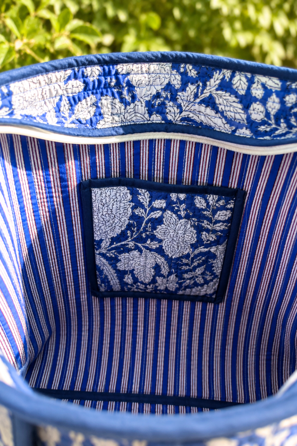 Indigo Heritage Quilted Handblock Printed Cotton Tote Bag