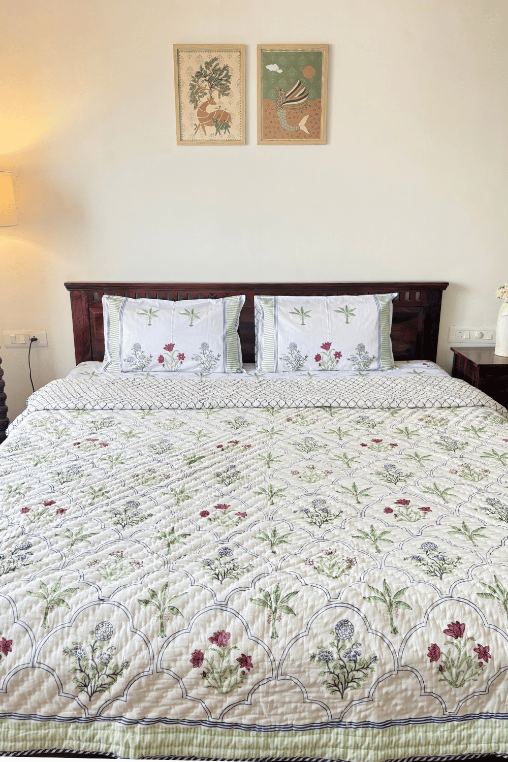 Pearl Arch Handblock Printed Reversible Mulmul Cotton Quilt Double