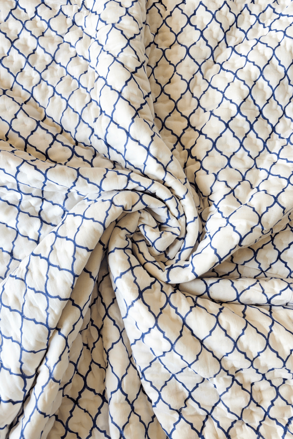 Pearl Arch Handblock Printed Reversible Mulmul Cotton Quilt Double