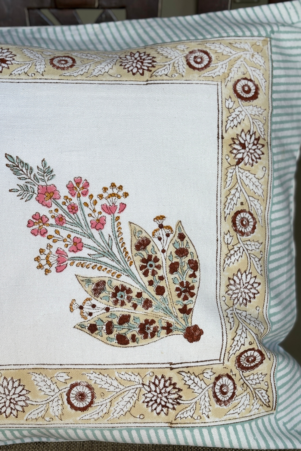Meadow Crest Hand Block Printed Canvas Cushion Cover- Set of 2
