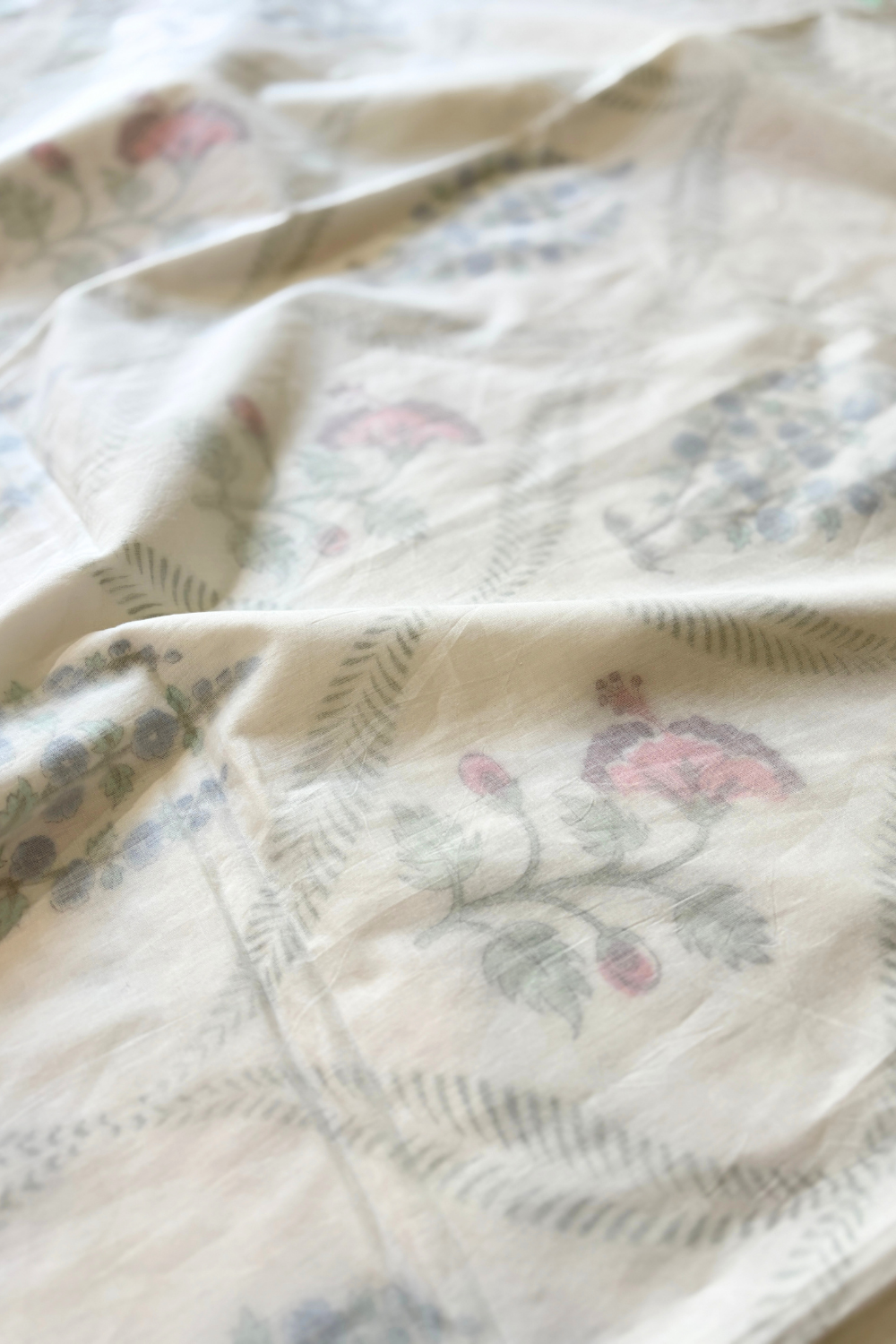 Petal Grid Handblock Printed Mulmul Dohar