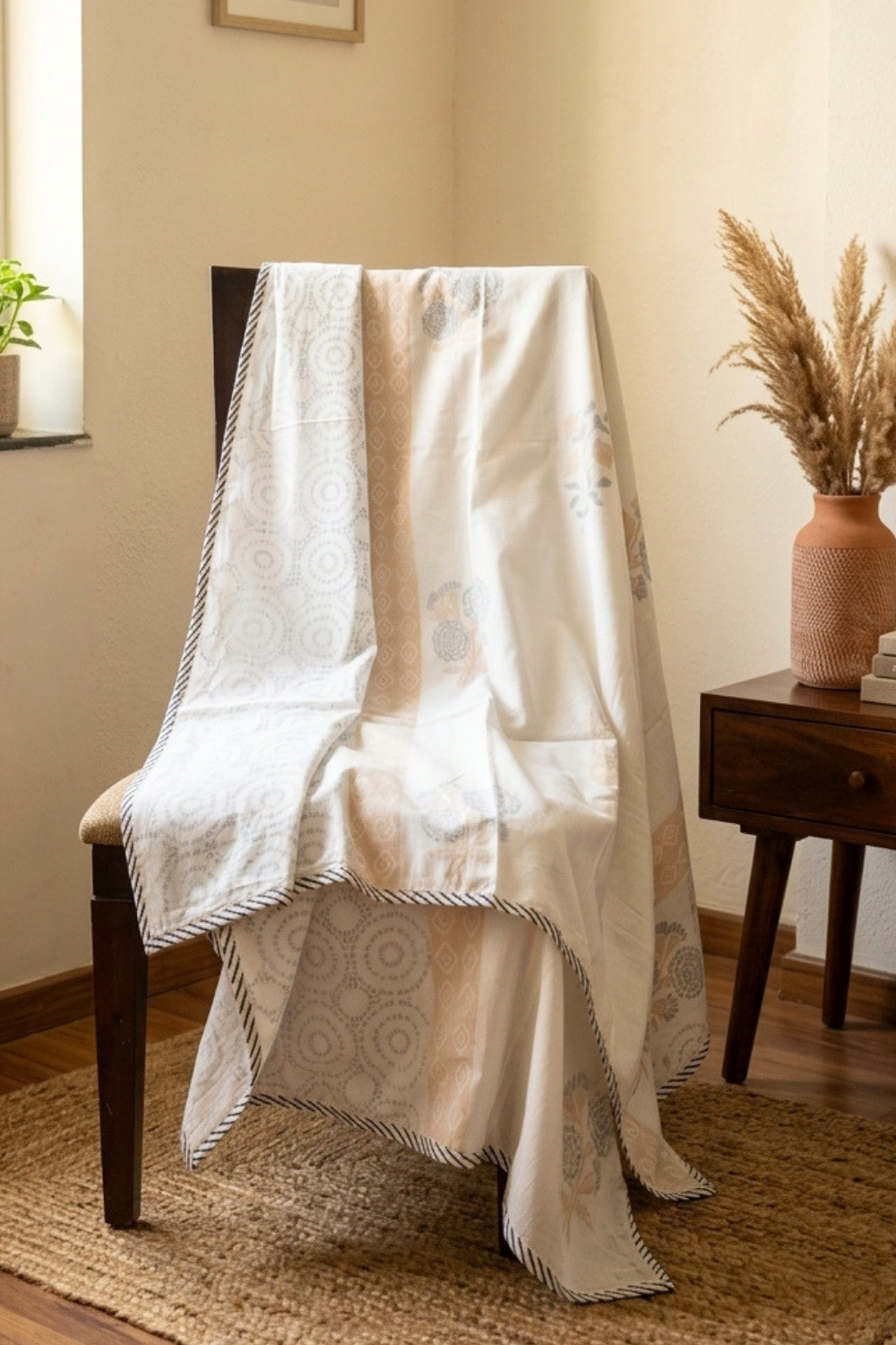 Soft Dune Handblock Printed Mulmul Dohar